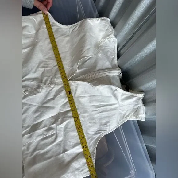 Banana Republic LINEN COTTON SHIFT DRESS sleeveless size 16 off white midi belt - Picture 10 of 11